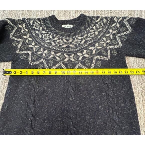 Vintage LL Bean Nordic Wool Blend Womens Thick Heathered Navy Sweater Size L - Picture 5 of 8